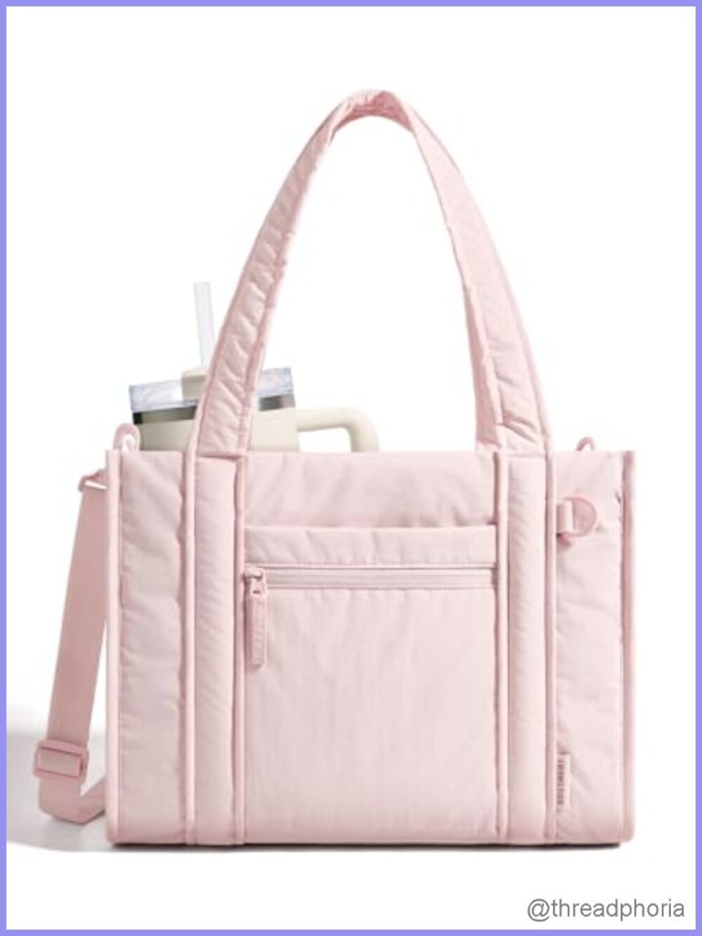 Quilted Puffer Tote Bag for Women, 14L Lightweight Crossbody Handbag with